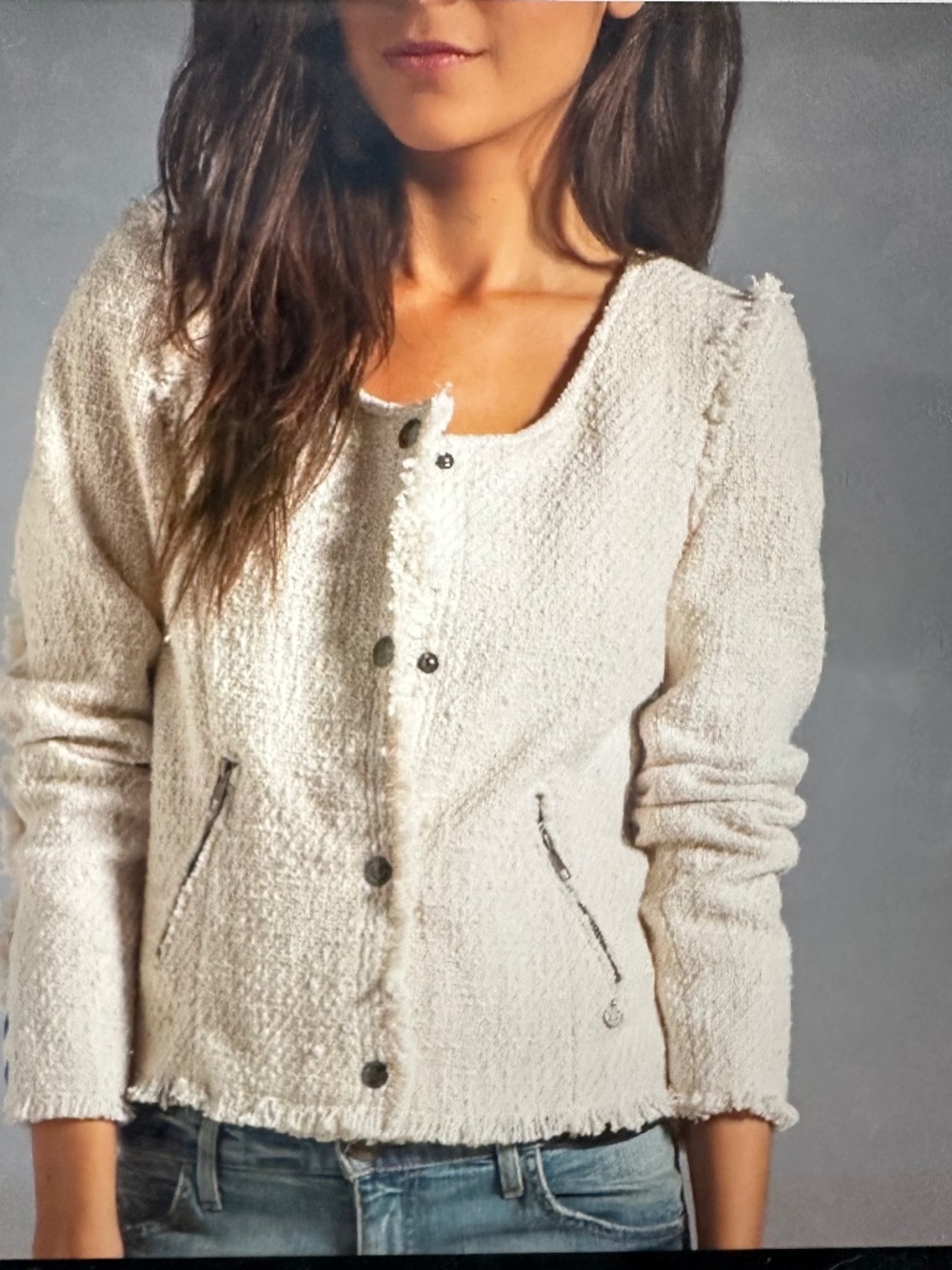 MAISON SCOTCH TWEED  Blazer in Cream - Picture 3 of 7